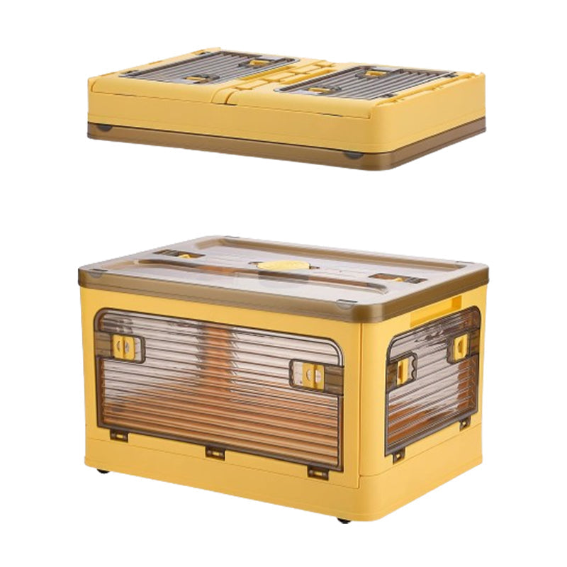 Plastic 4 Doors Stackable Collapsible Storage Bins With Lid & Wheels