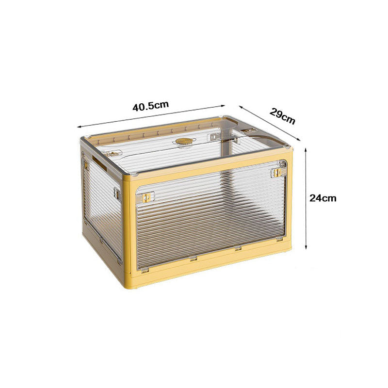 Plastic 4 Doors Stackable Collapsible Storage Bins With Lid & Wheels