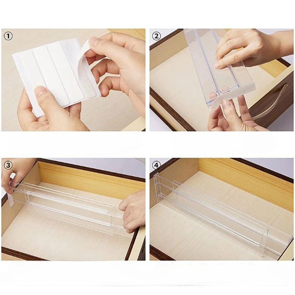 4/6/8Pcs Expandable Plastic Clear Drawer Divider Tools