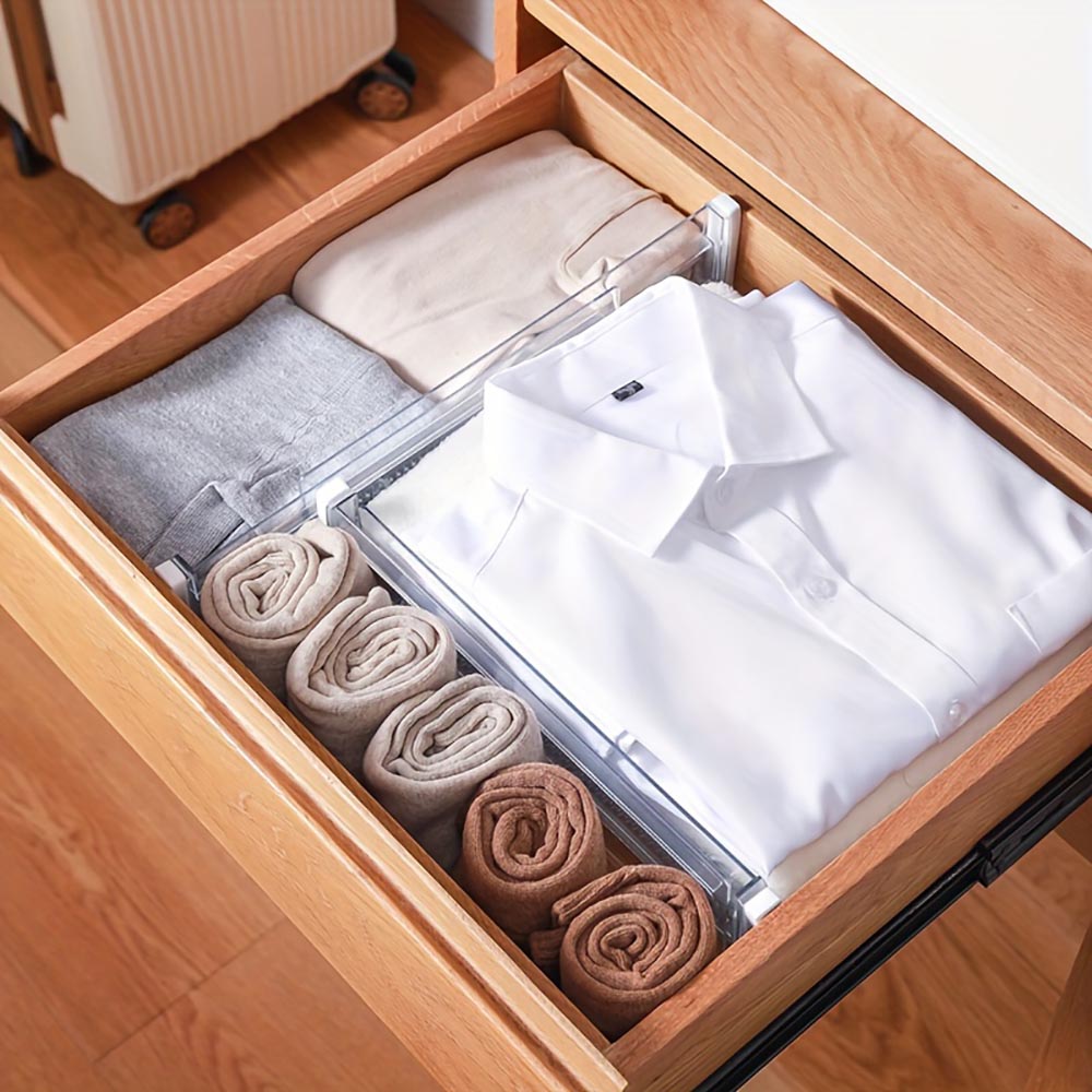 4/6/8Pcs Expandable Plastic Clear Drawer Divider Tools