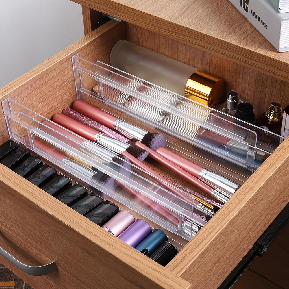 4/6/8Pcs Expandable Plastic Clear Drawer Divider Tools