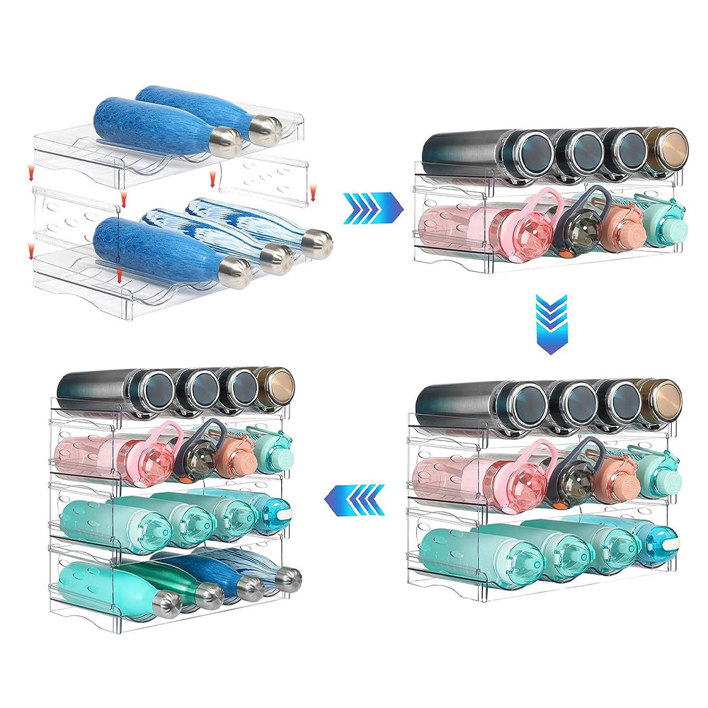 Space Saving Tire Stackable Water Bottle Organizer Rack For Kitchen