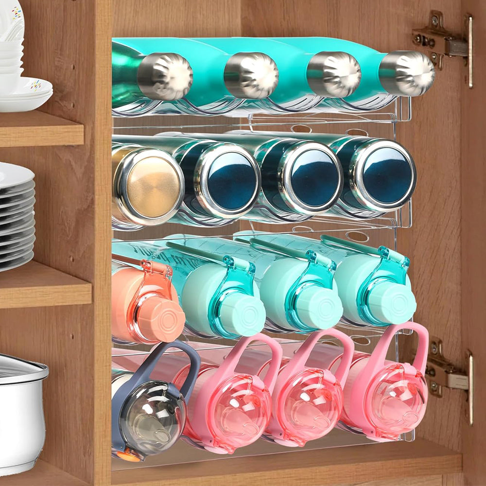 Space Saving Tire Stackable Water Bottle Organizer Rack For Kitchen