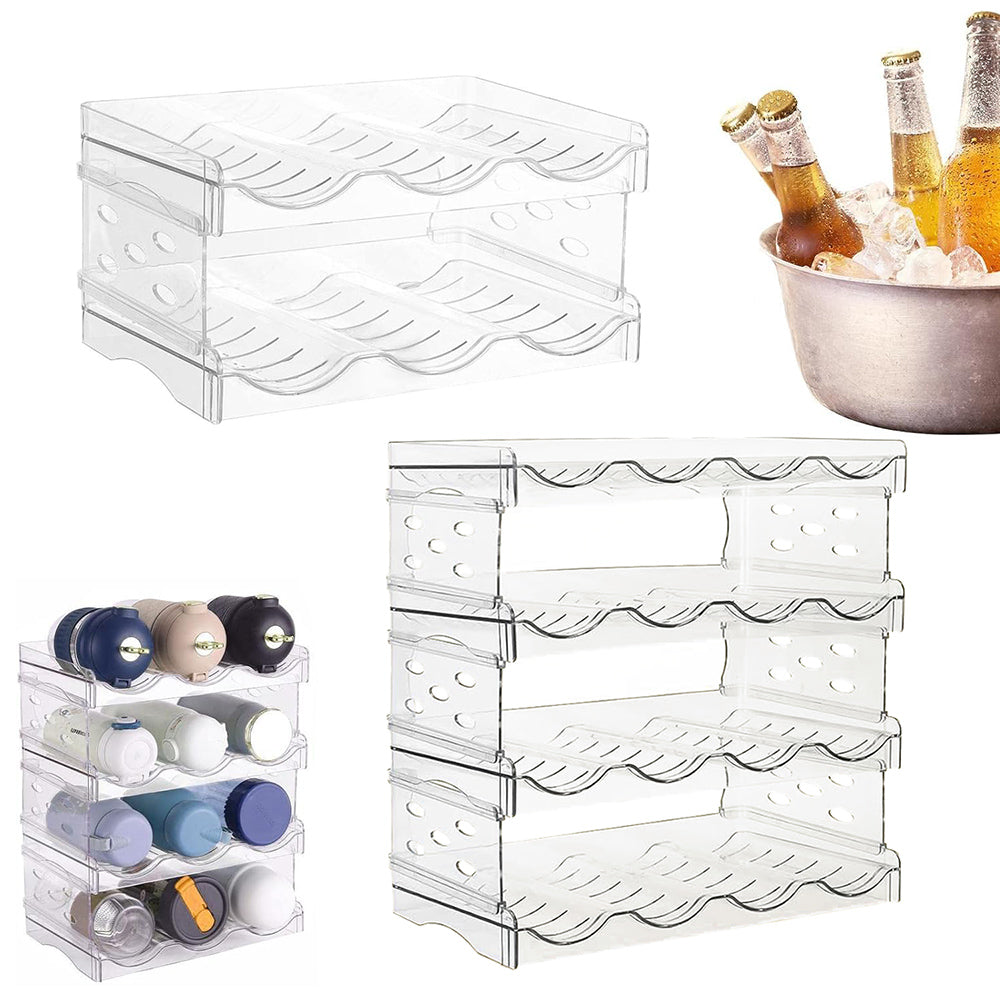 Space Saving Tire Stackable Water Bottle Organizer Rack For Kitchen