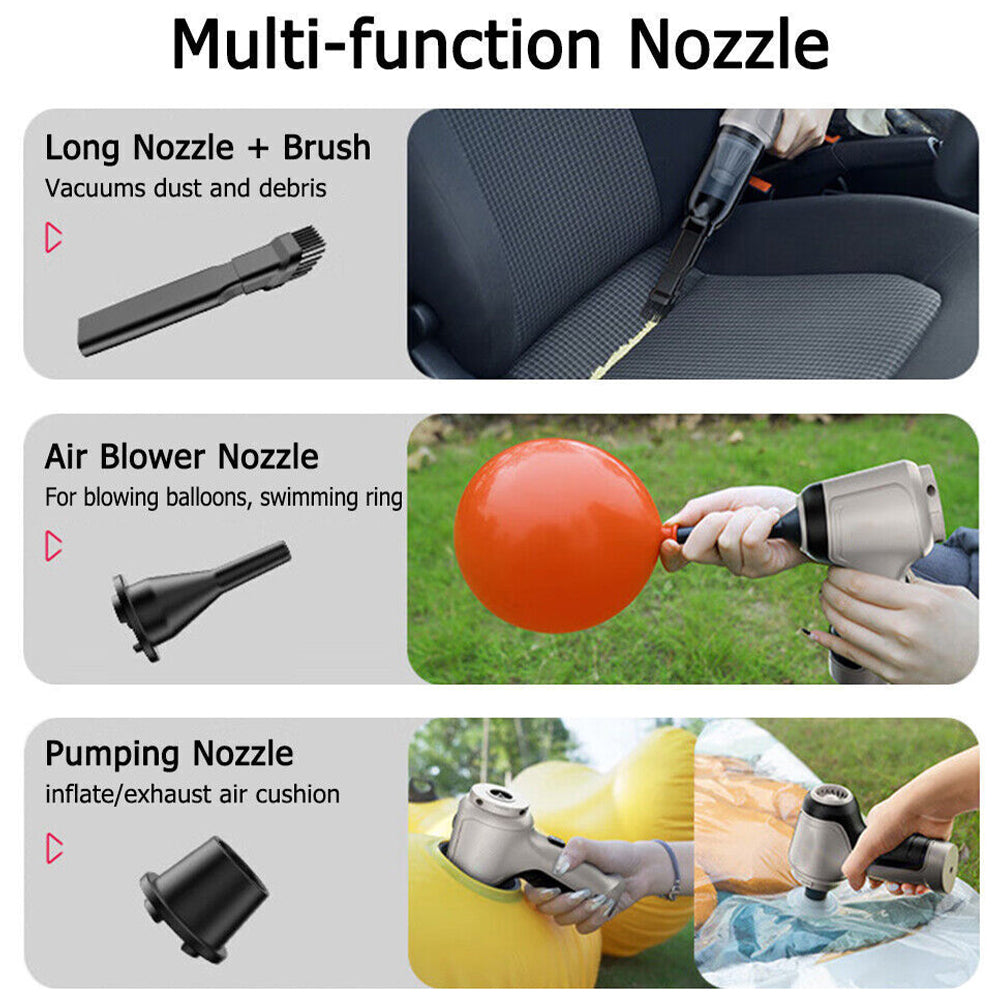 3 In 1 Wireless Handheld Car Vacuum Cleaner Air Blower Usb- Rechargeable