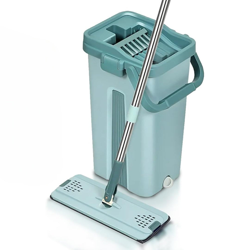 Wet Or Dry Usage Hands Free Mopping System With Bucket And Microfiber Pads