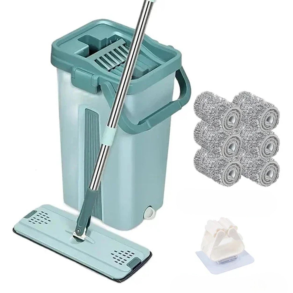Wet Or Dry Usage Hands Free Mopping System With Bucket And Microfiber Pads