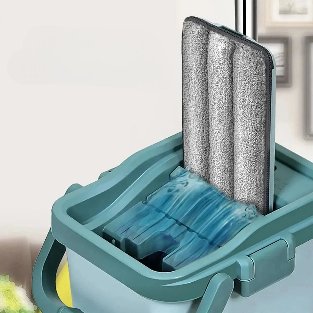 Wet Or Dry Usage Hands Free Mopping System With Bucket And Microfiber Pads