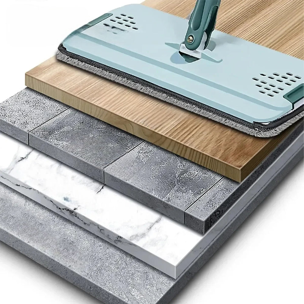 Wet Or Dry Usage Hands Free Mopping System With Bucket And Microfiber Pads