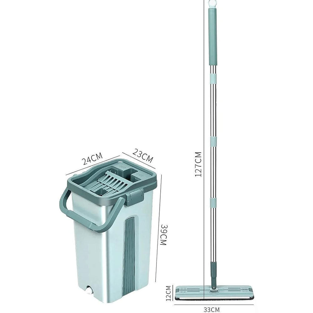 Wet Or Dry Usage Hands Free Mopping System With Bucket And Microfiber Pads