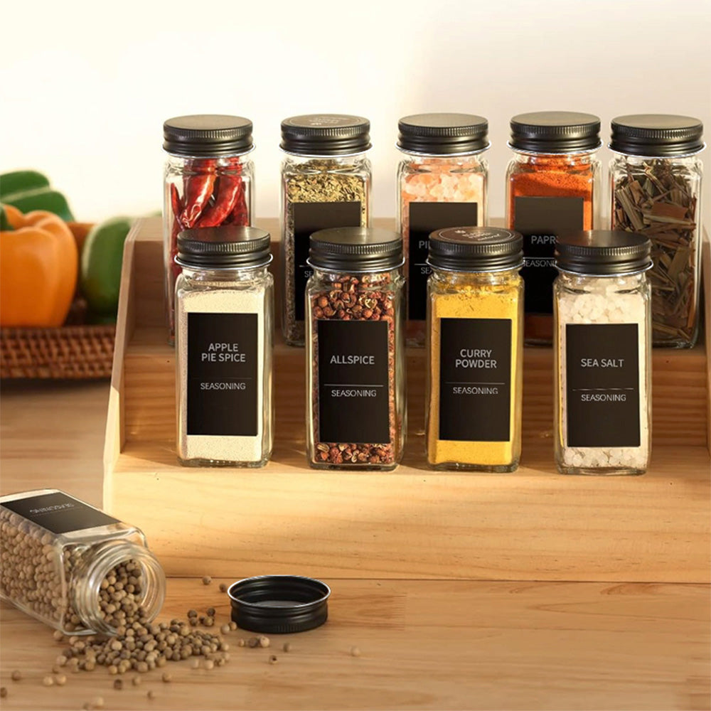 Storfex 12 Pack 120Ml Glass Spice Jars With Labels