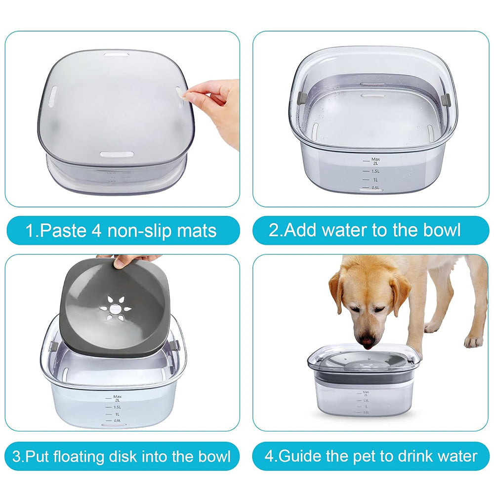 Petswol 2L No Spill Dog Bowl | Large Capacity Slow Water Feeder For Clean And Healthy Drinking