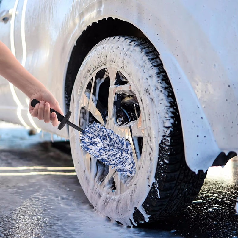 Plush Car Wheel Hub Brush Anti Slip Plastic Handle