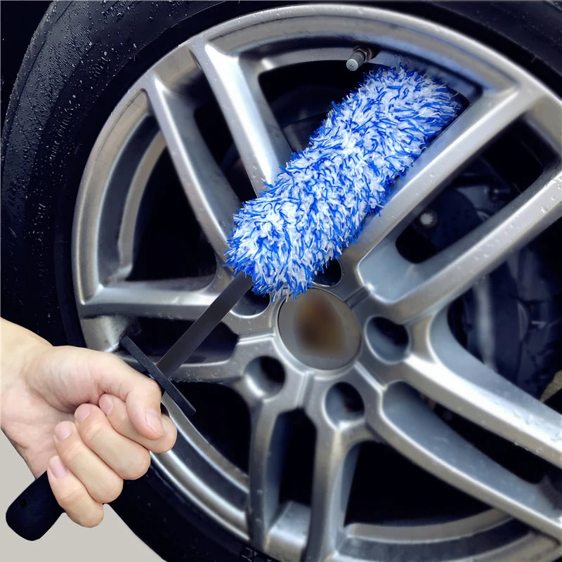 Plush Car Wheel Hub Brush Anti Slip Plastic Handle