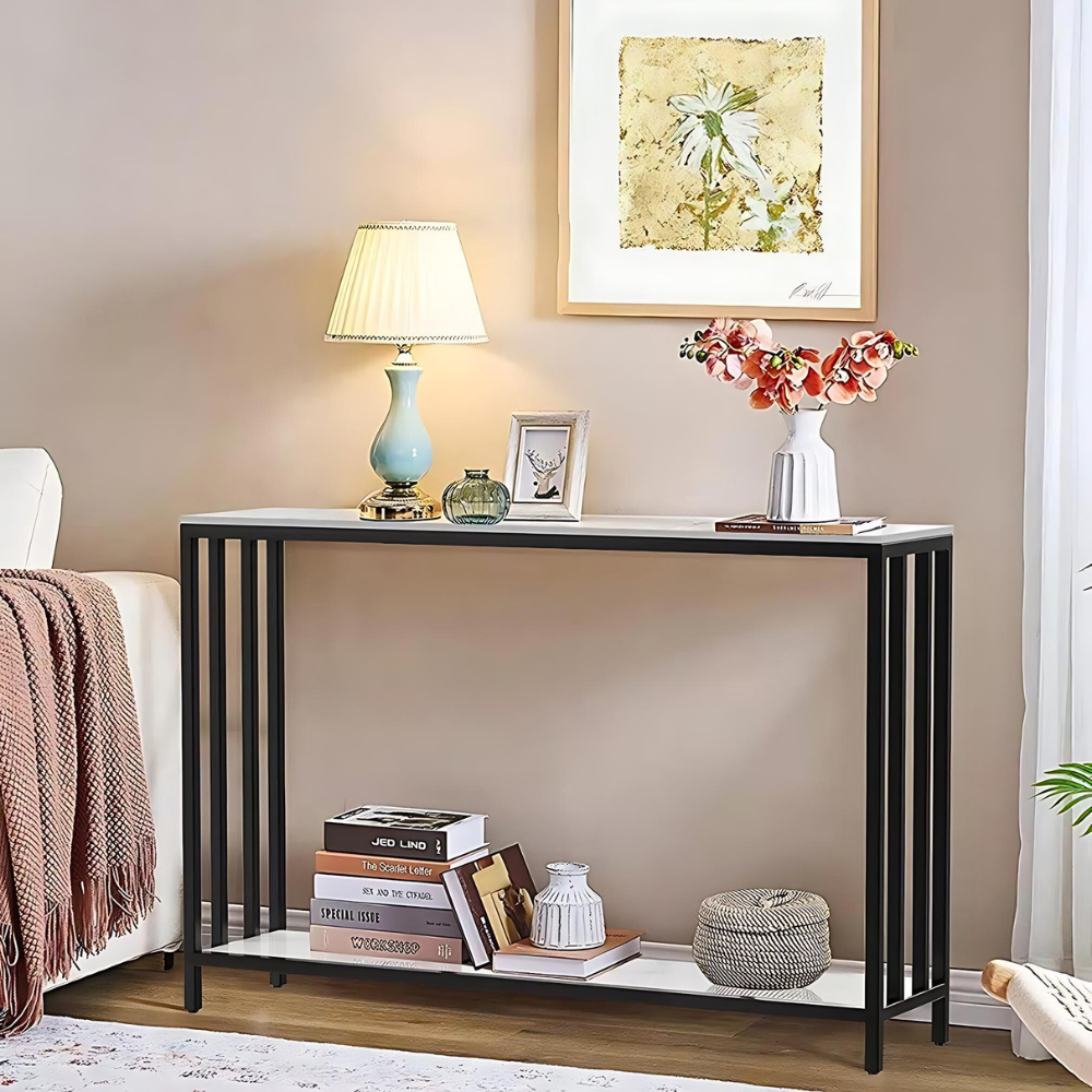 47.2 Console Table Sintered Stone Entryway With Metal Base