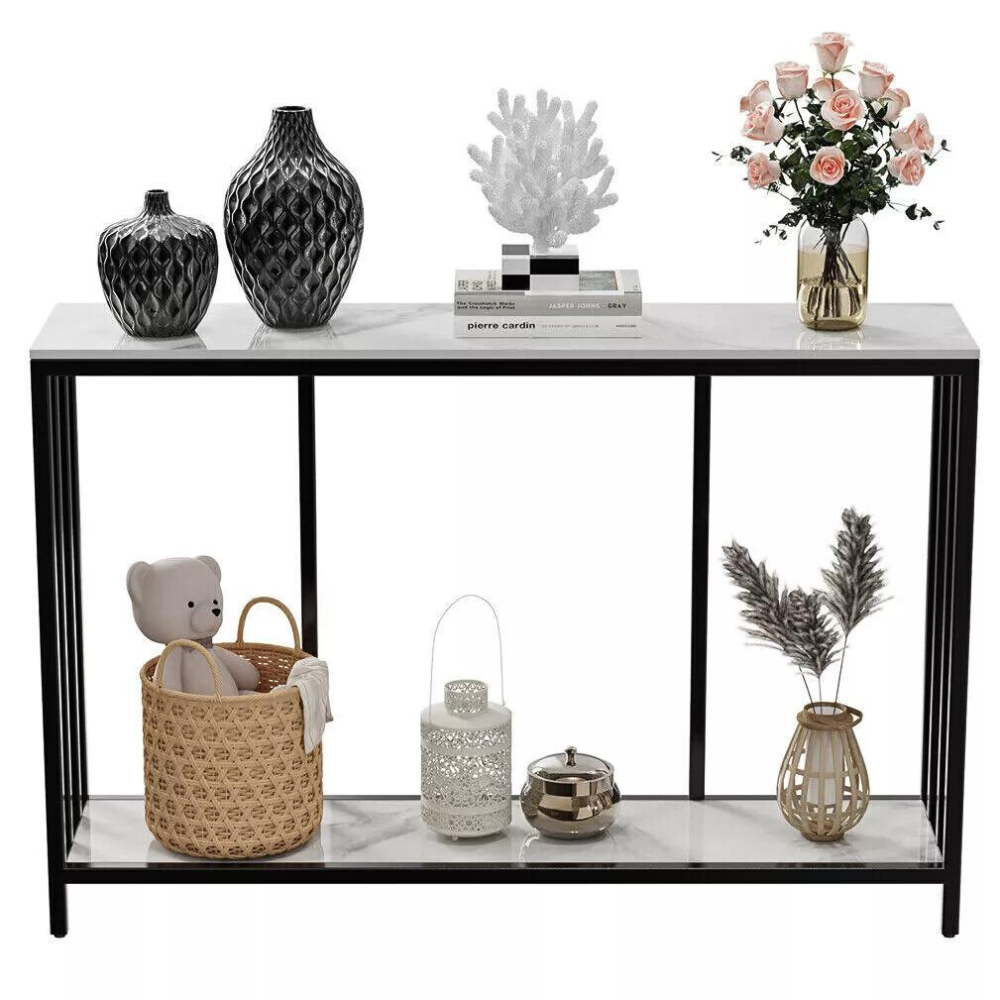47.2 Console Table Sintered Stone Entryway With Metal Base