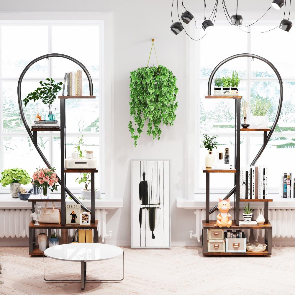 6 Tier Metal Plant Shelf Heart Shape Ladder Stands