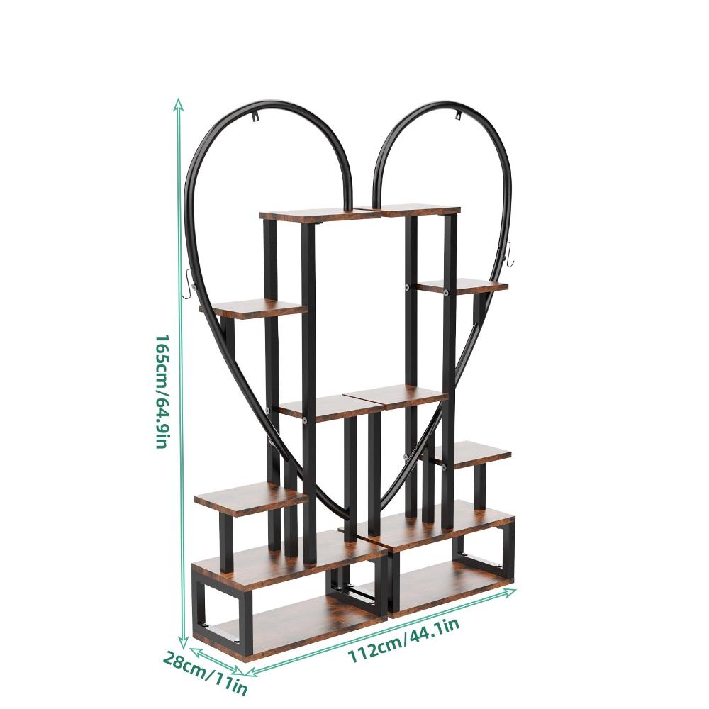 6 Tier Metal Plant Shelf Heart Shape Ladder Stands