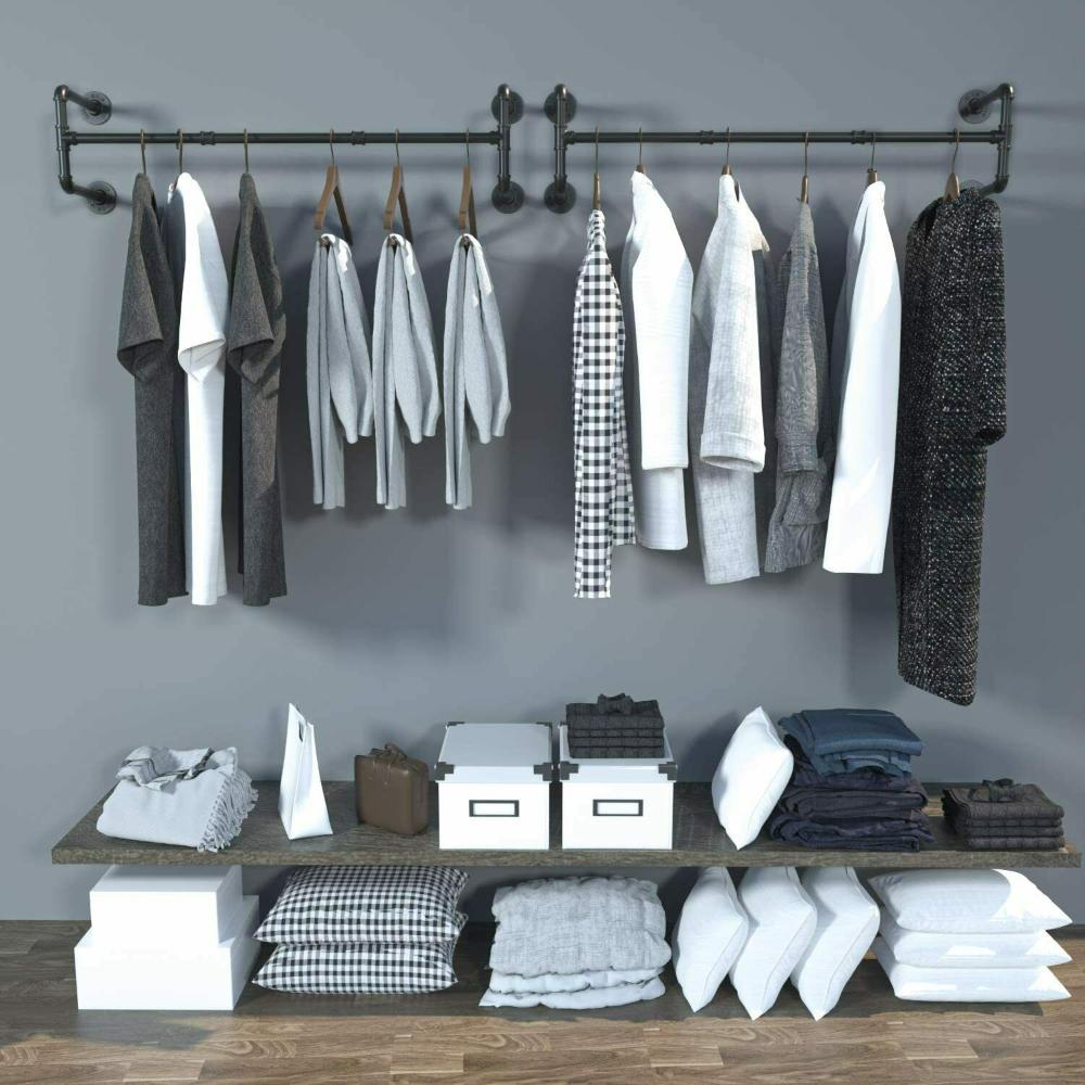 Pipe Clothes Rack Wall Mounted Detachable Garment