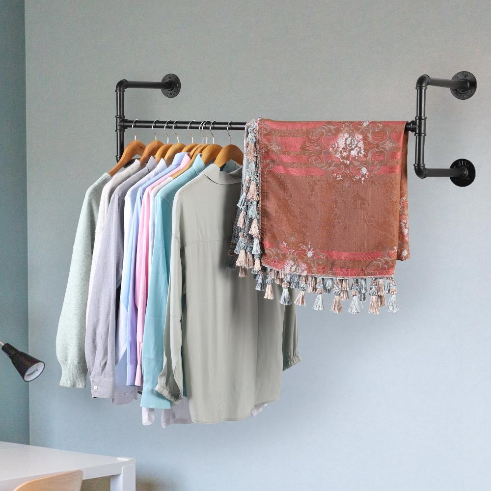 Pipe Clothes Rack Wall Mounted Detachable Garment