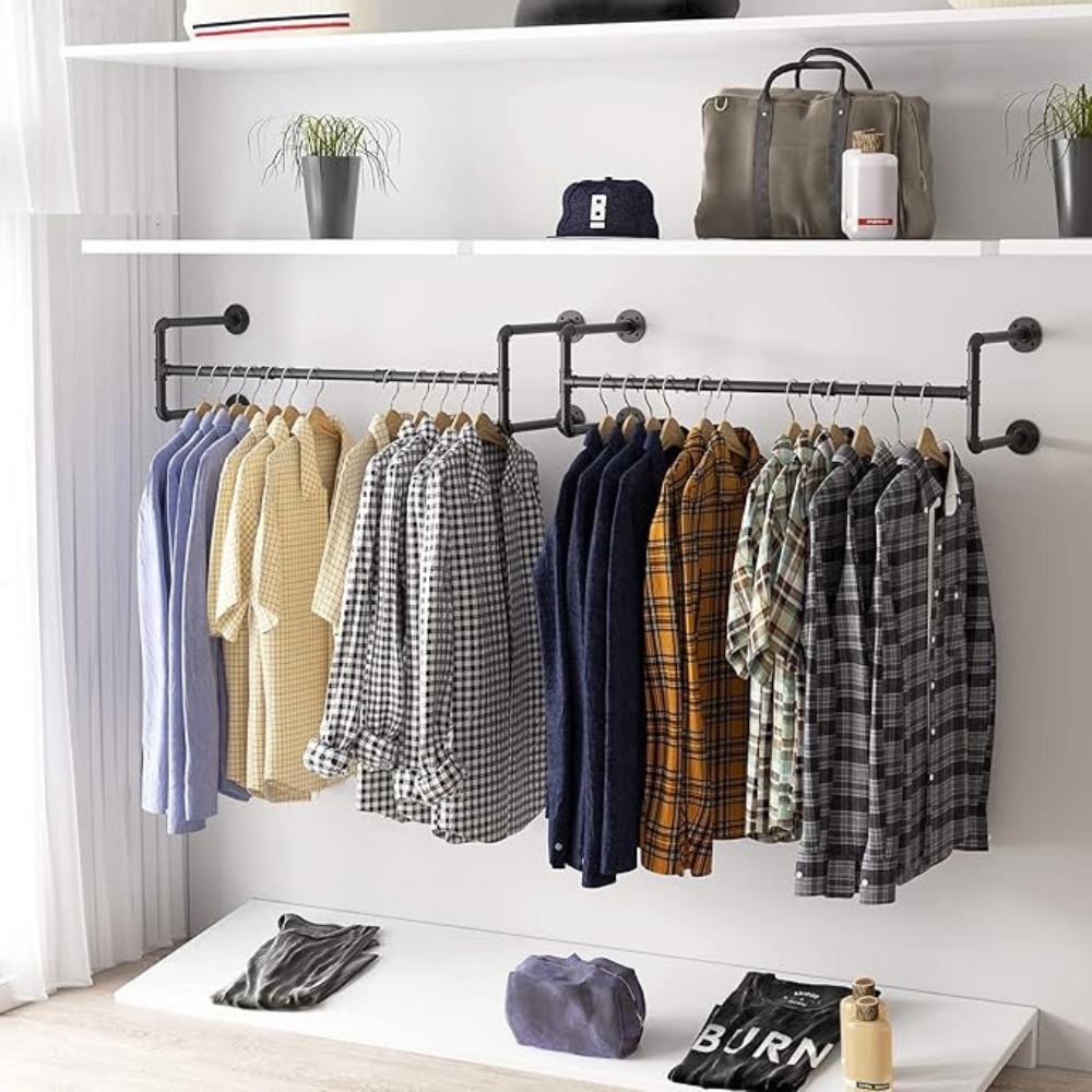 Pipe Clothes Rack Wall Mounted Detachable Garment