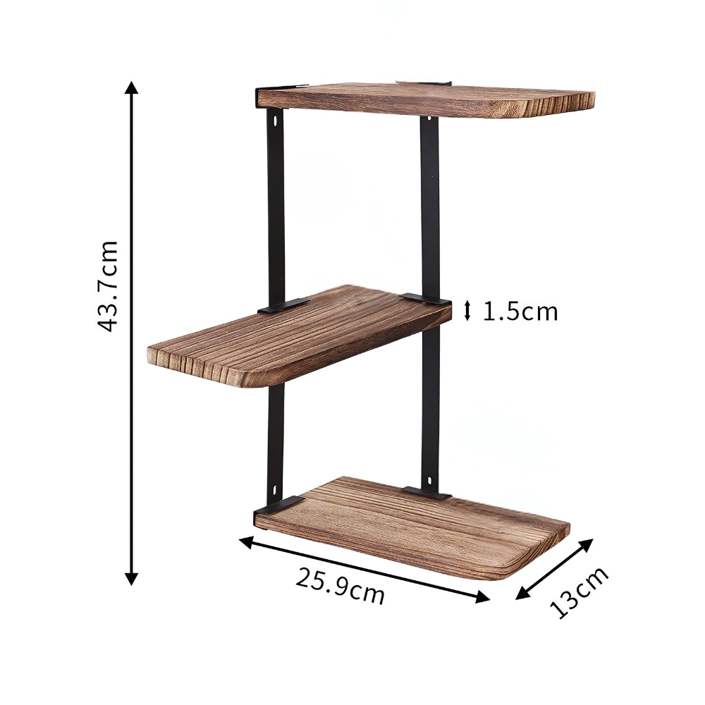 Rustic Wood Shelf Wall Mount Corner Rack