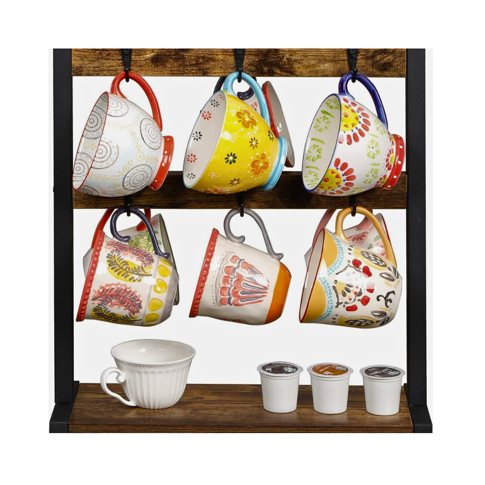 2 Tier Wood Coffee Mug Holder Stand