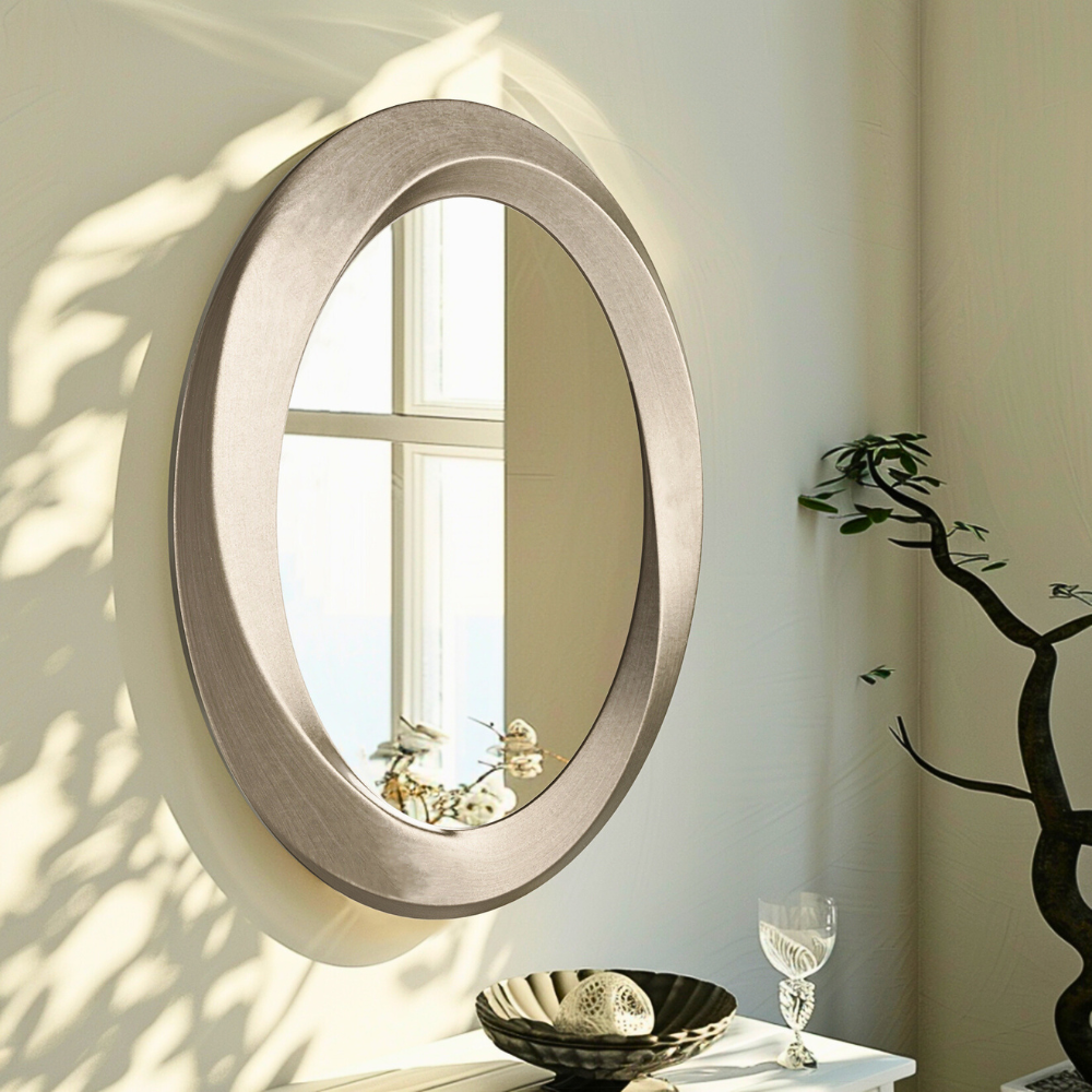 Swirl Style Oval Antique Gold Hanging Mirror