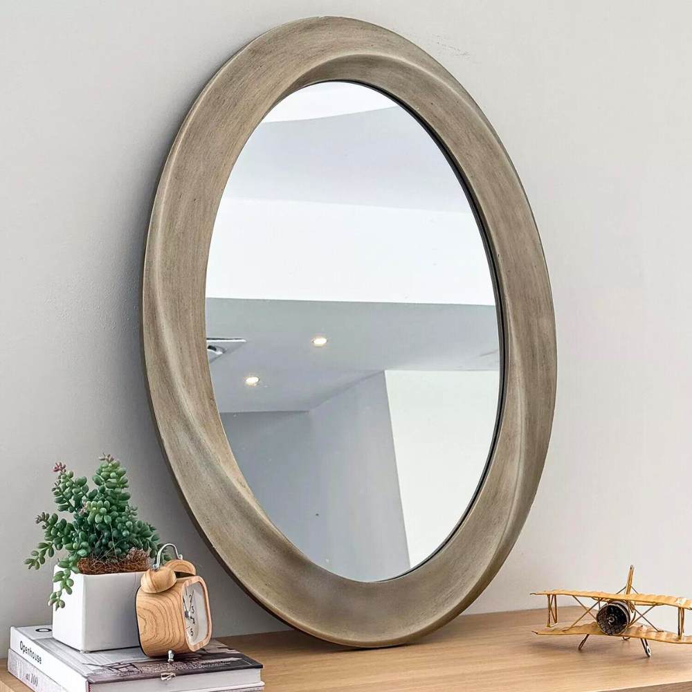 Swirl Style Oval Antique Gold Hanging Mirror