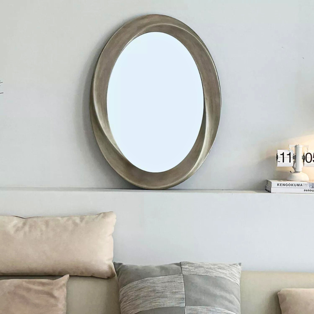 Swirl Style Oval Antique Gold Hanging Mirror