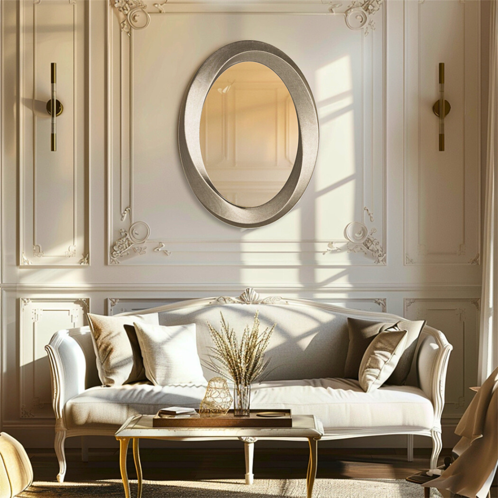 Swirl Style Oval Antique Gold Hanging Mirror