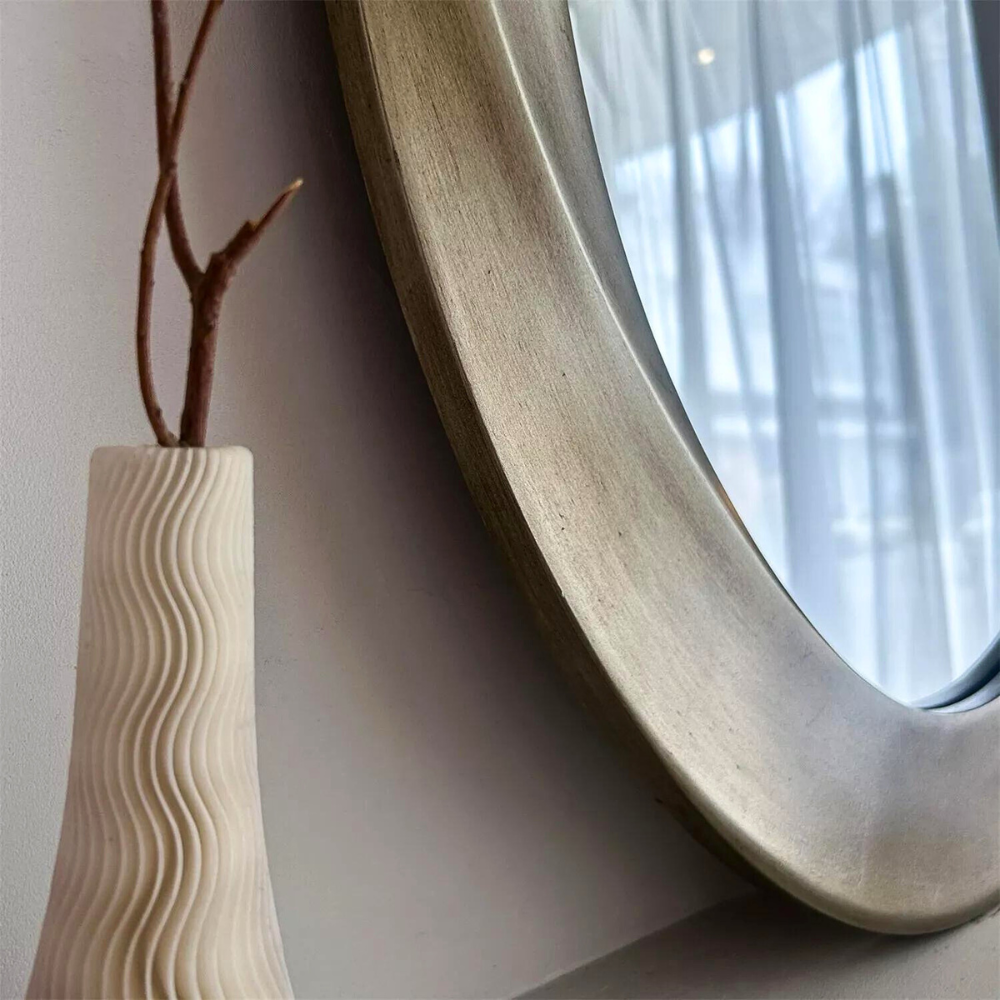Swirl Style Oval Antique Gold Hanging Mirror