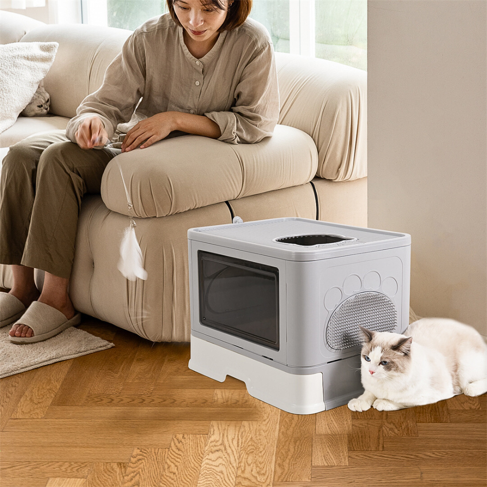 Stylish Cat Litter Box Enclosure With Portable Scoop Drawer