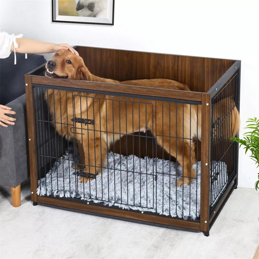 Pet Kennel Crate With Tabletop Spacious Indoor Furniture For Medium To Large Dogs