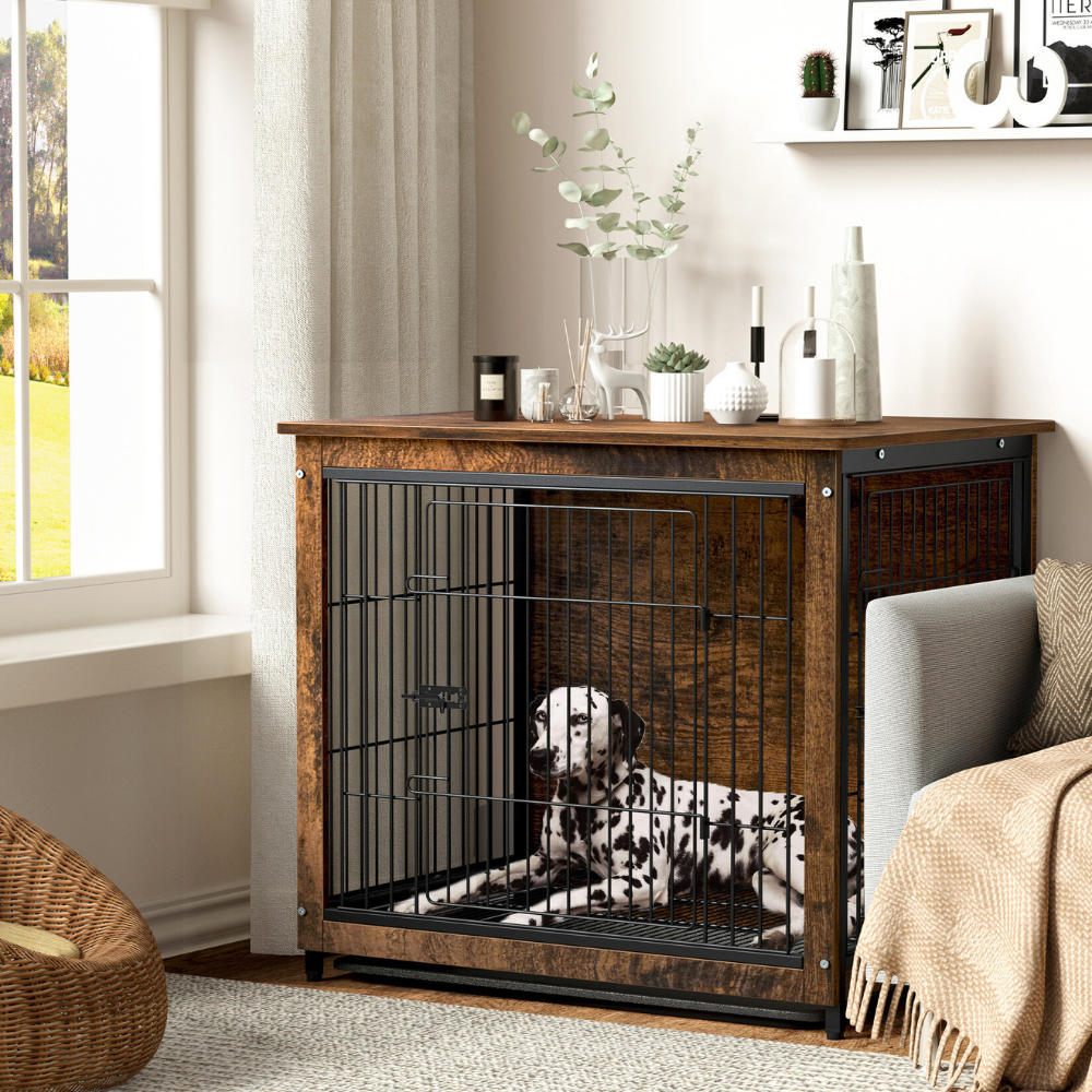 Pet Kennel Crate With Tabletop Spacious Indoor Furniture For Medium To Large Dogs