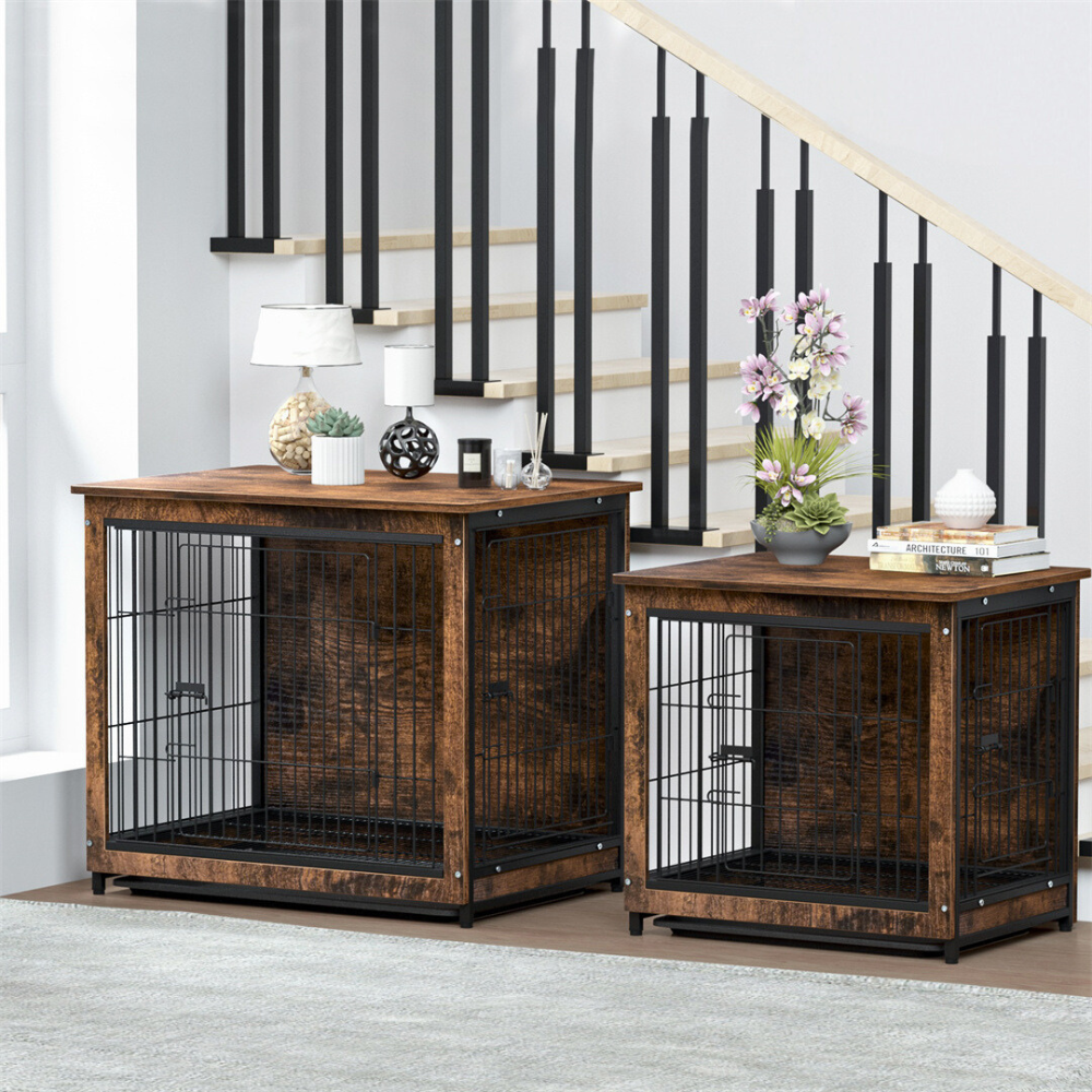Pet Kennel Crate With Tabletop Spacious Indoor Furniture For Medium To Large Dogs