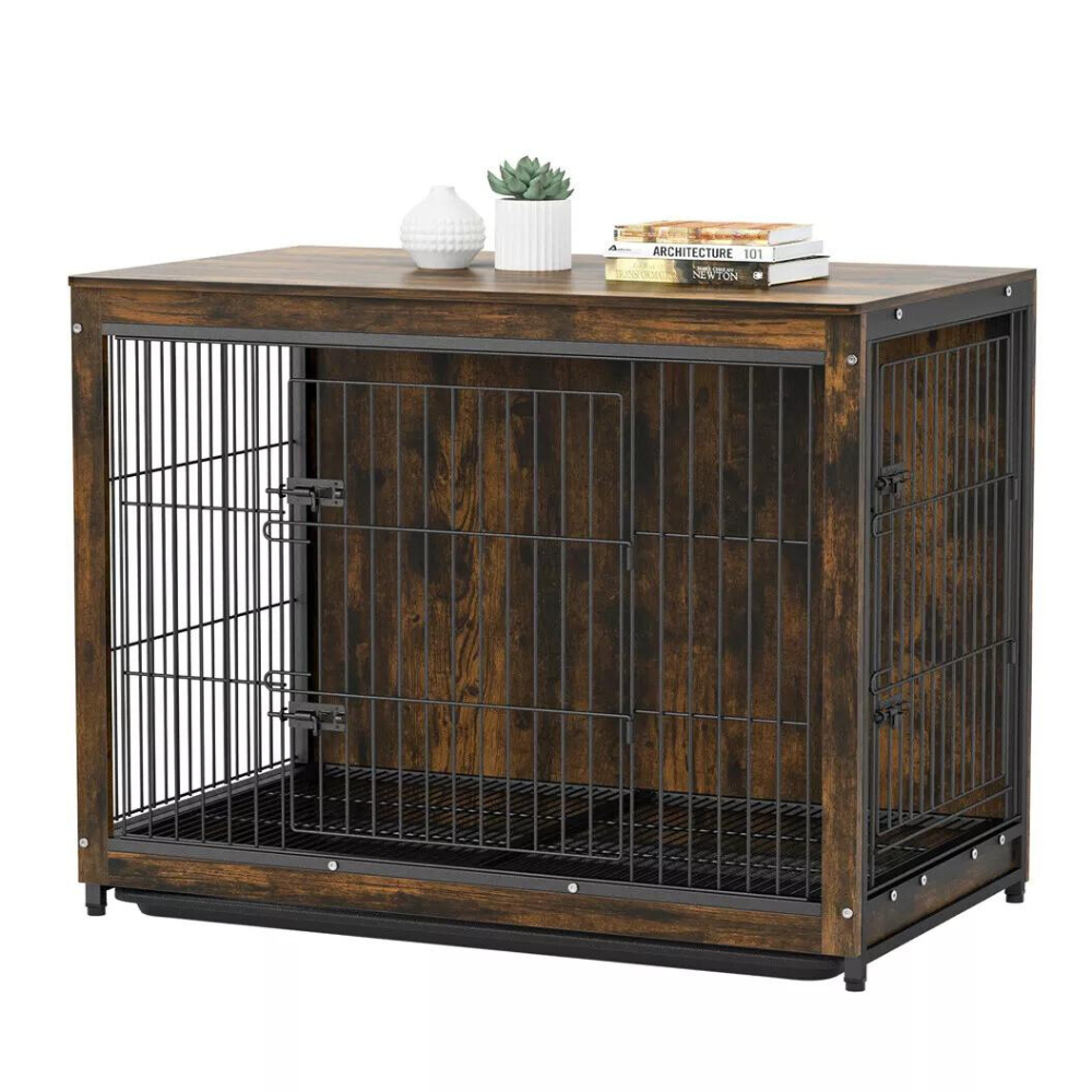 Pet Kennel Crate With Tabletop Spacious Indoor Furniture For Medium To Large Dogs
