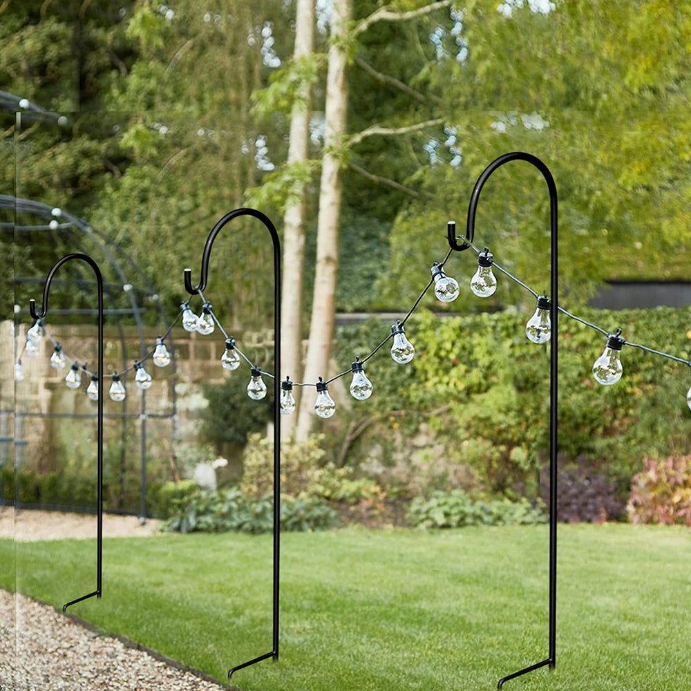 Set Of 8 Metal Shepherd Crook Hook Bird Feeder Pole Plants Basket Hanger