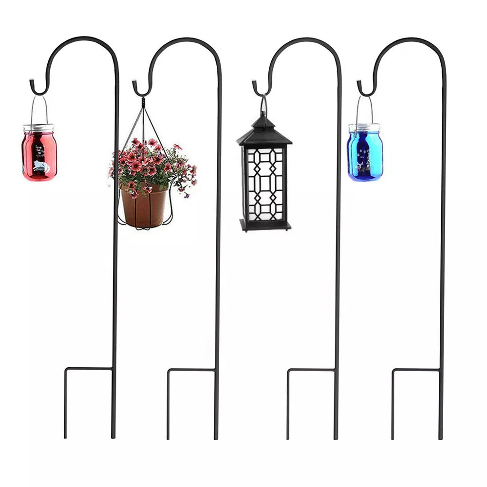 Set Of 8 Metal Shepherd Crook Hook Bird Feeder Pole Plants Basket Hanger