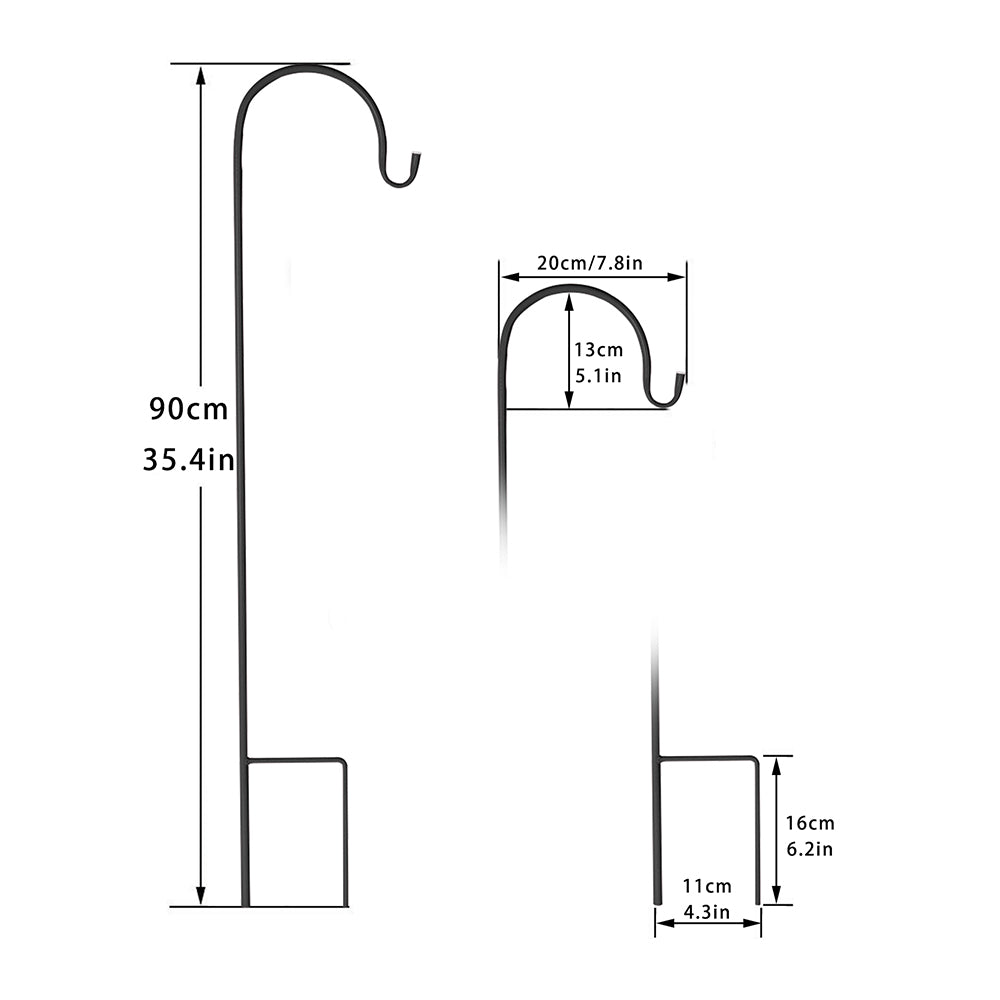 Set Of 8 Metal Shepherd Crook Hook Bird Feeder Pole Plants Basket Hanger