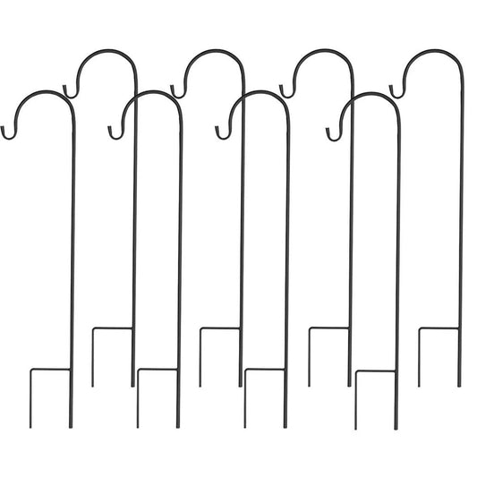 Set Of 8 Metal Shepherd Crook Hook Bird Feeder Pole Plants Basket Hanger