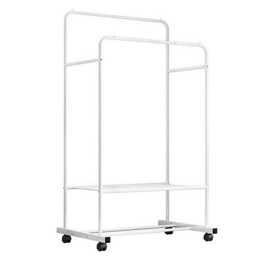 1.5M Clothes Rack Double Rail Rolling Stand Shoes Storage Shelf