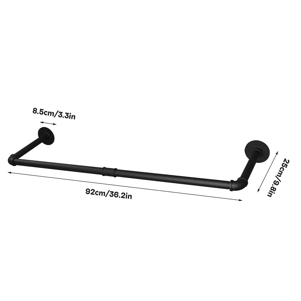 Pack Of 2 Wall Mounted Iron Pipe Clothes Rail Rack
