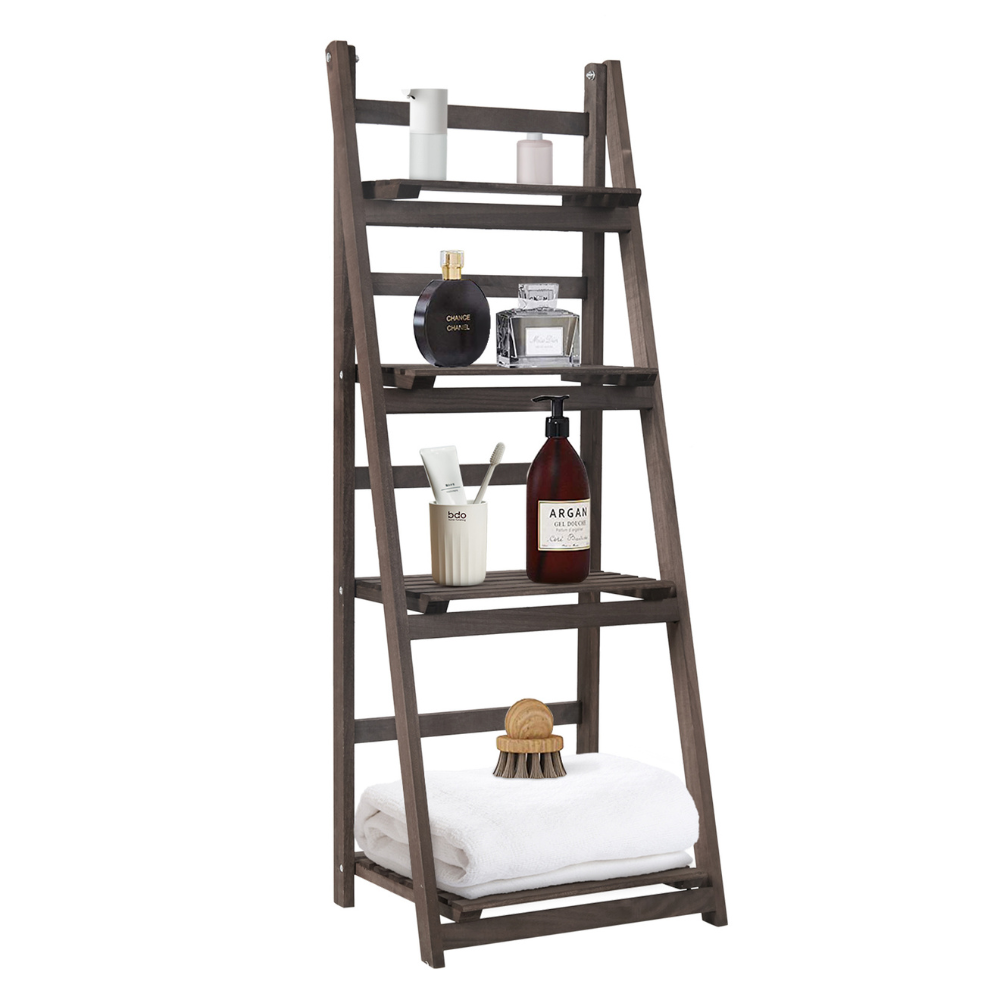 Folding 4 Tier Ladder Shelf Storage Shelving Unit Bookcase