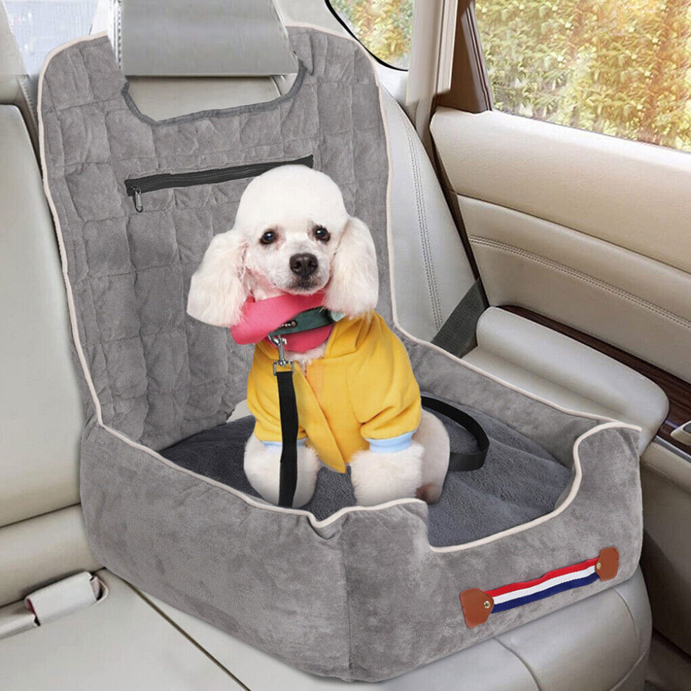 Anti Slip Pet Booster Seat With Storage Pockets And Safety Leash