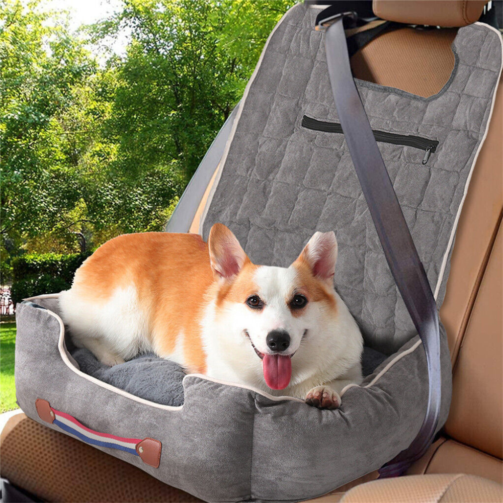 Anti Slip Pet Booster Seat With Storage Pockets And Safety Leash
