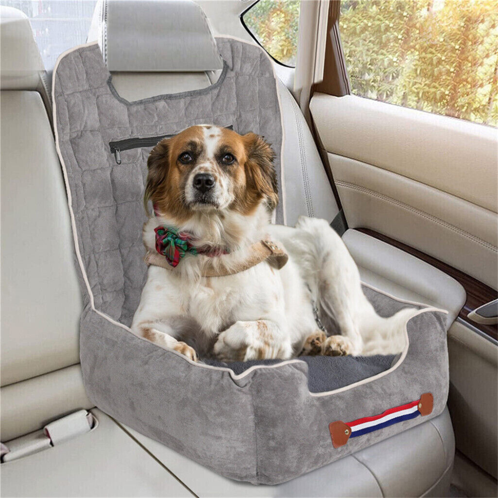 Anti Slip Pet Booster Seat With Storage Pockets And Safety Leash