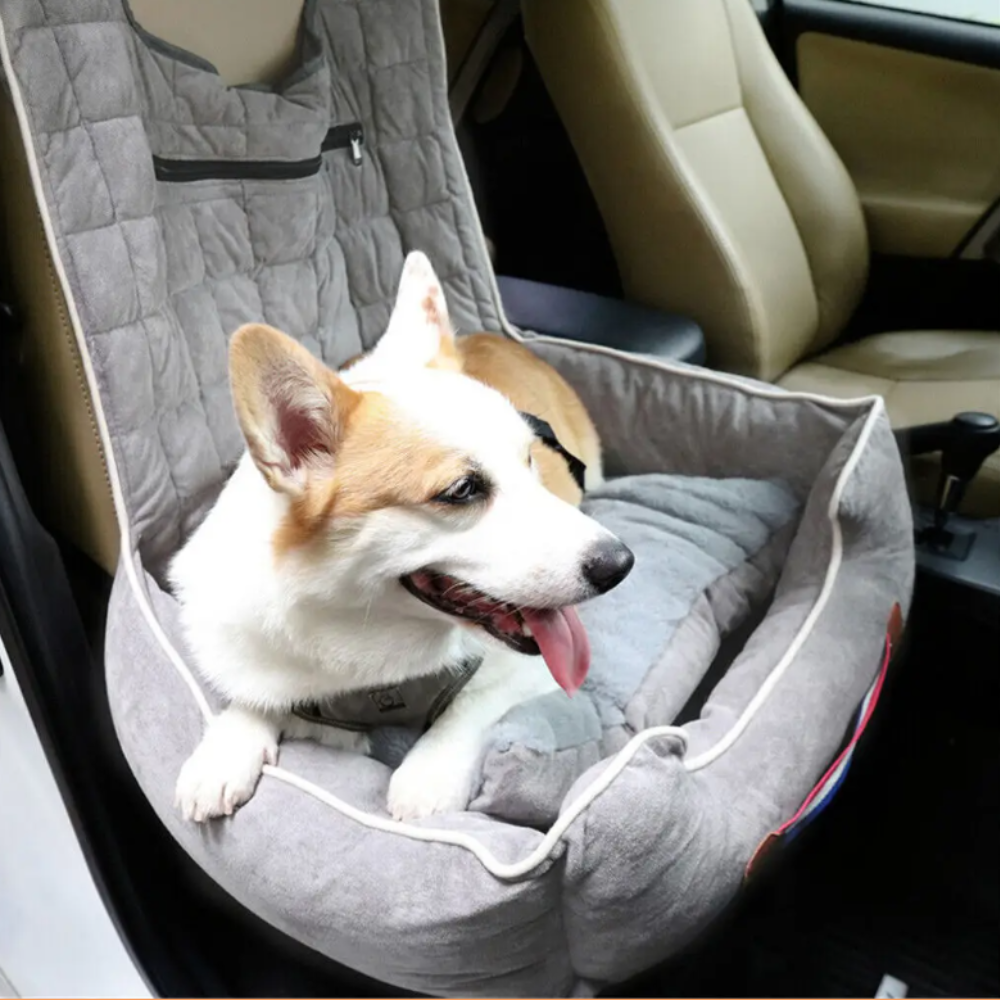 Anti Slip Pet Booster Seat With Storage Pockets And Safety Leash