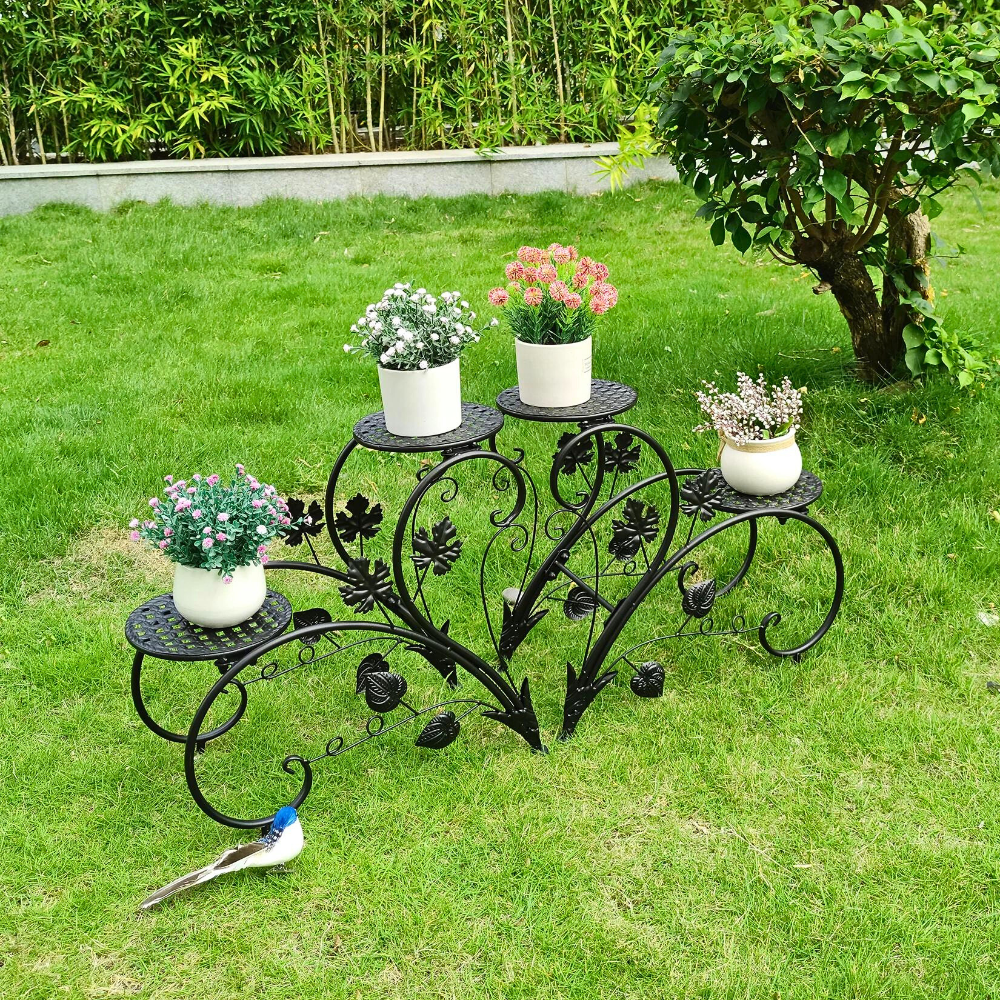 2 Pcs Heart Shape Metal Plant Stand Flower Pot