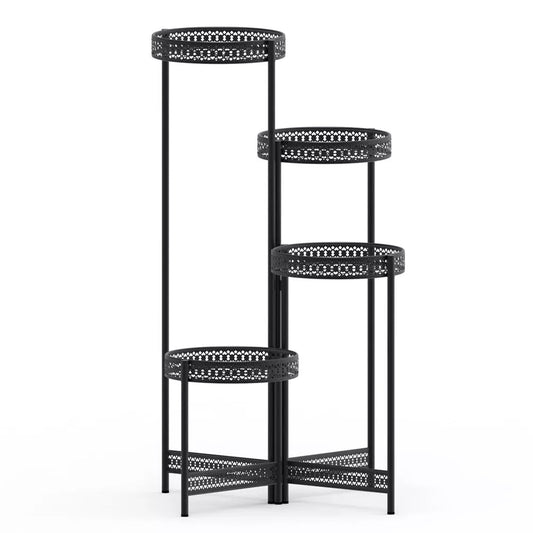 4 Tier Metal Flower Pot Rack Corner Shelving Storage Shelf